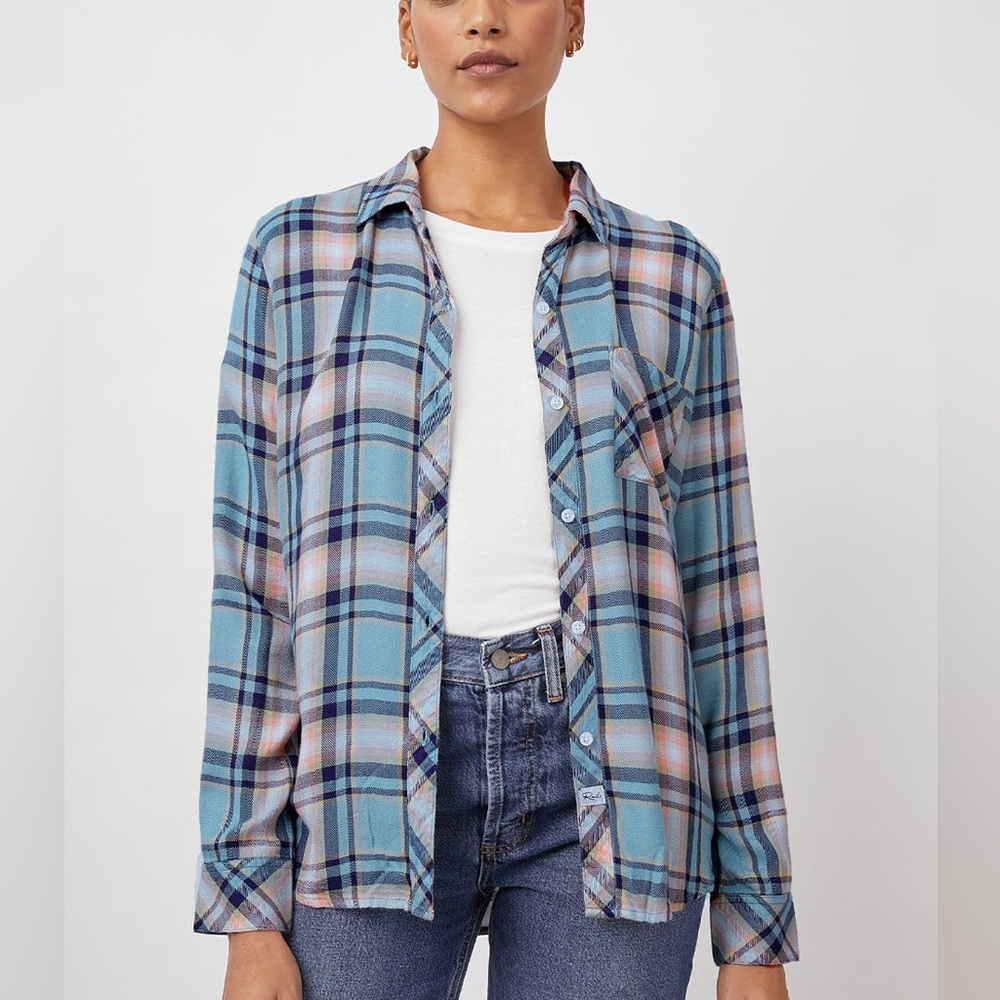 Rails Hunter Shirt Teal Peach Navy